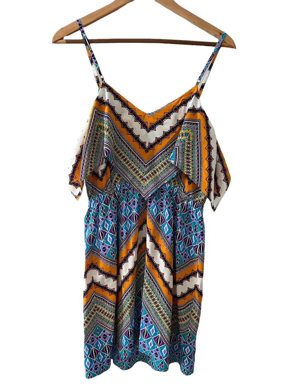 Alice & Trixie Silk Scarf Hem Boho Print Mini SunDress XS